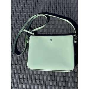 Kate Spade Mint Green Saffiano Leather Crossbody Bag Gold Hardware Zip Top